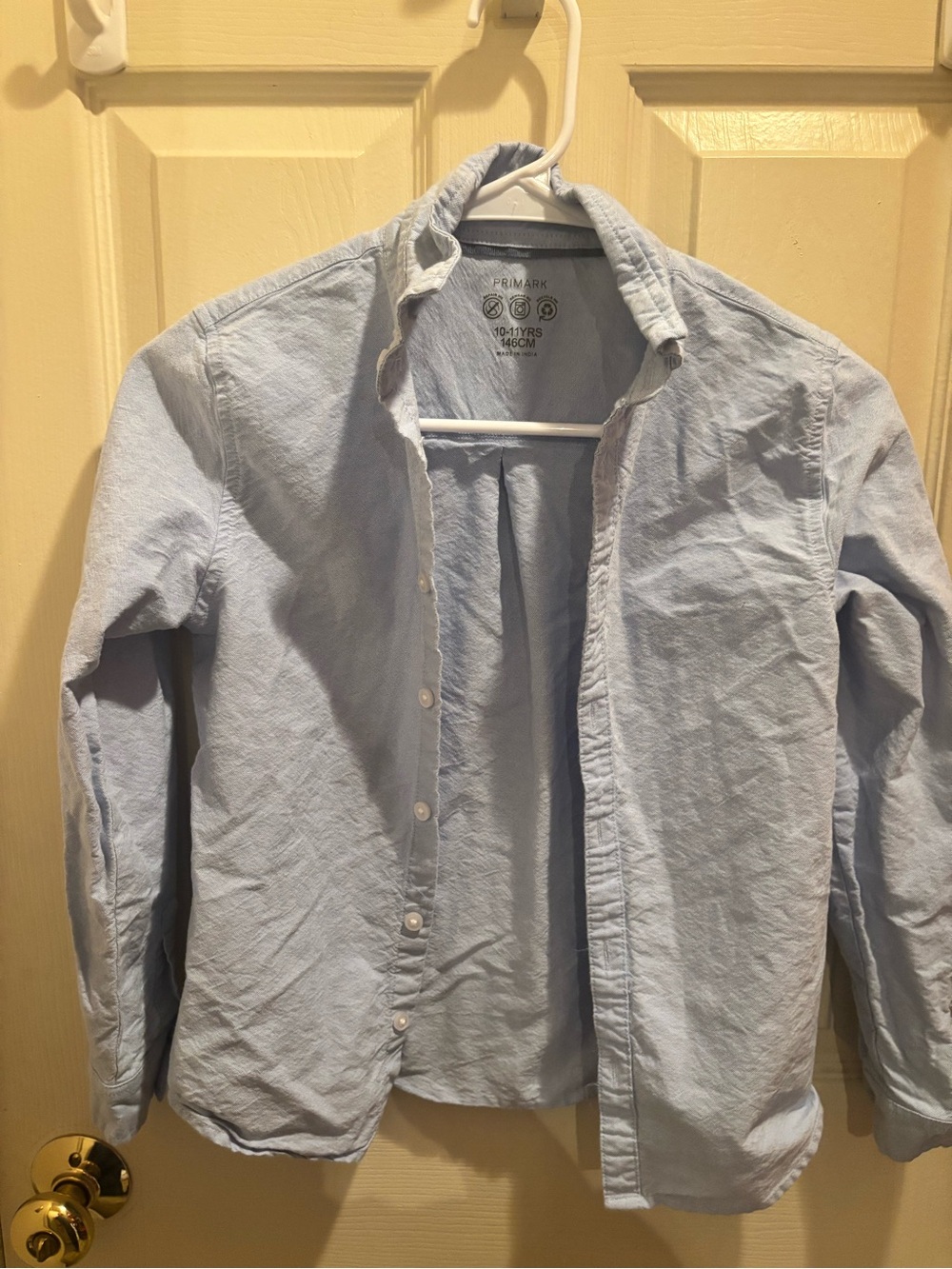 Primark Light Blue Casual Button-Down Shirt, boys 8-10